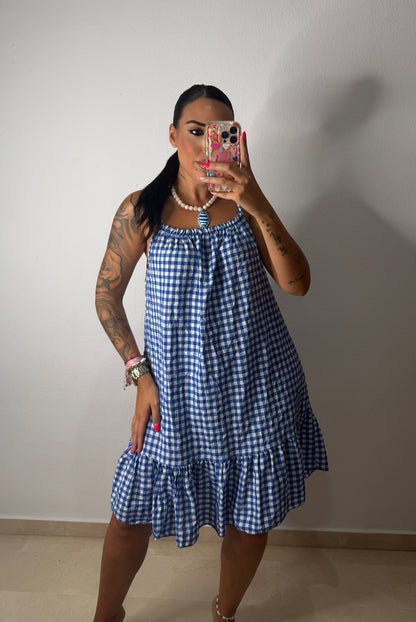 VESTIDO VICHY AZUL KLEIN