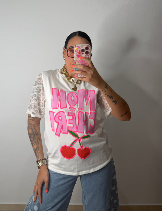 CAMISETA NEON CHERRY WHITE