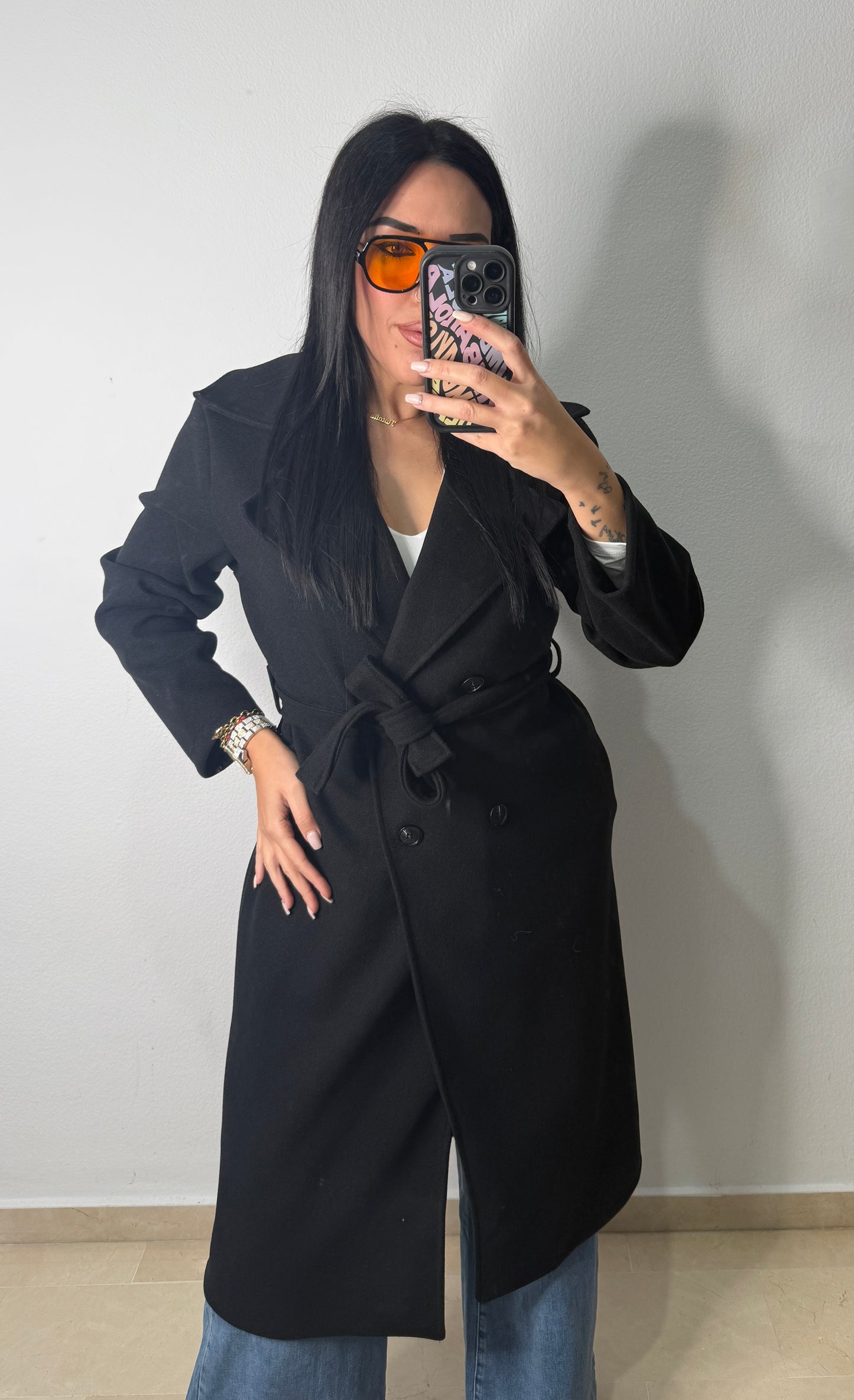 GABARDINA PAÑO BLACK