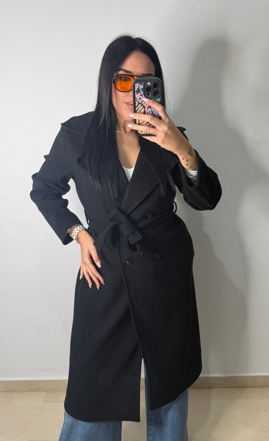 GABARDINA PAÑO BLACK