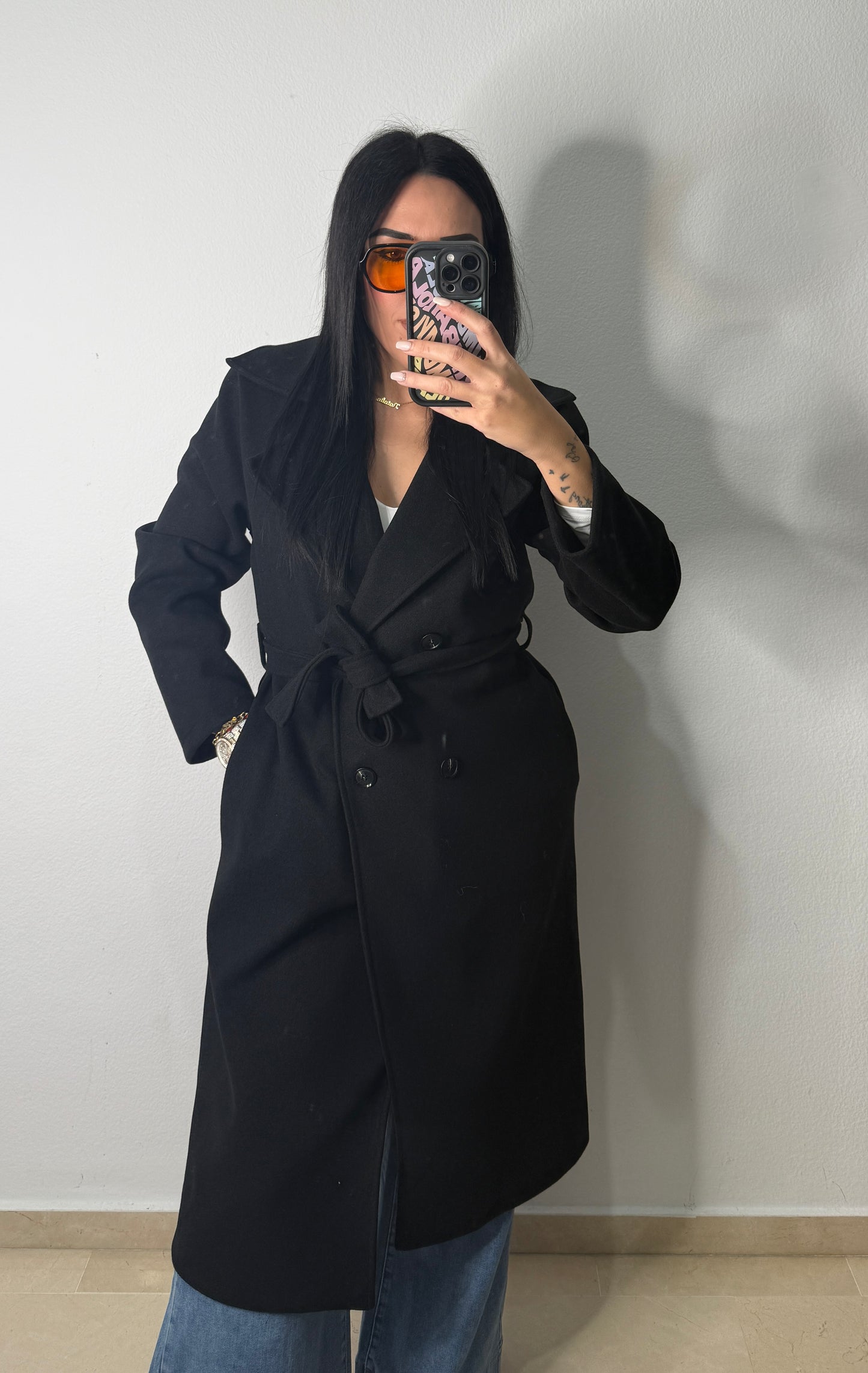 GABARDINA PAÑO BLACK