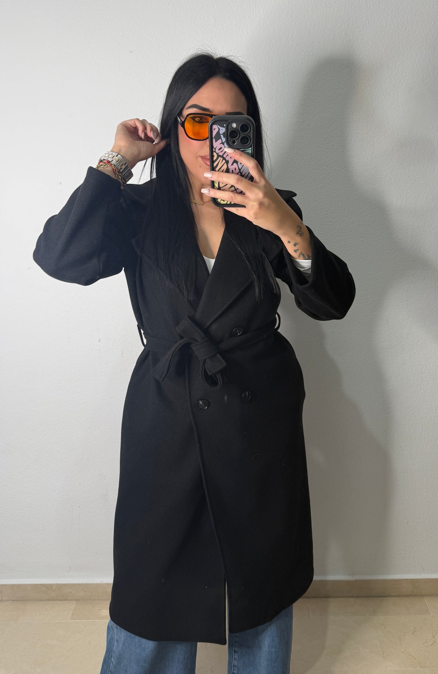 GABARDINA PAÑO BLACK