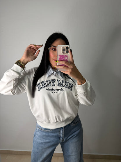 SUDADERA NEW YORK CUELLO DESMONTABLE WHITE