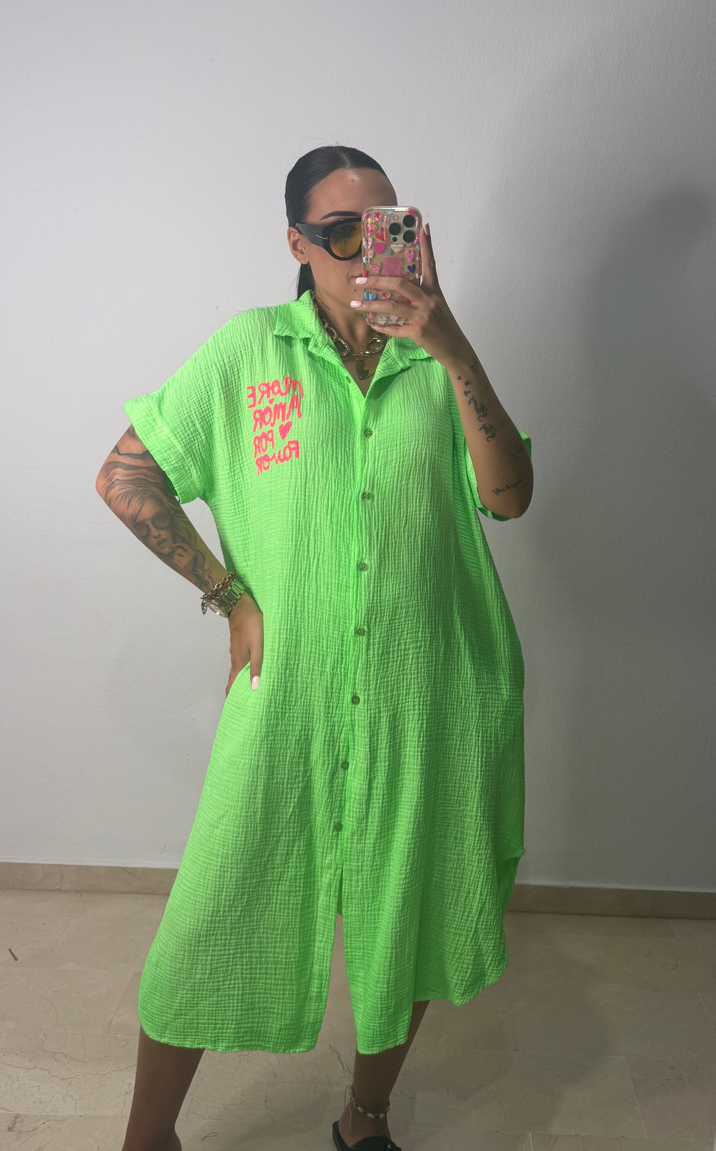 VESTIDO CAMISERO FLÚOR GREEN