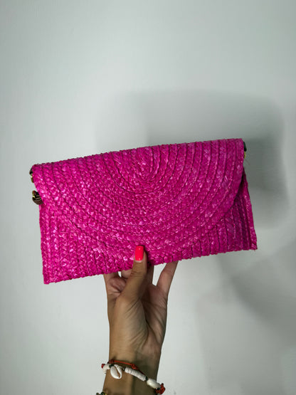 CLUTCH RAFIA PINK