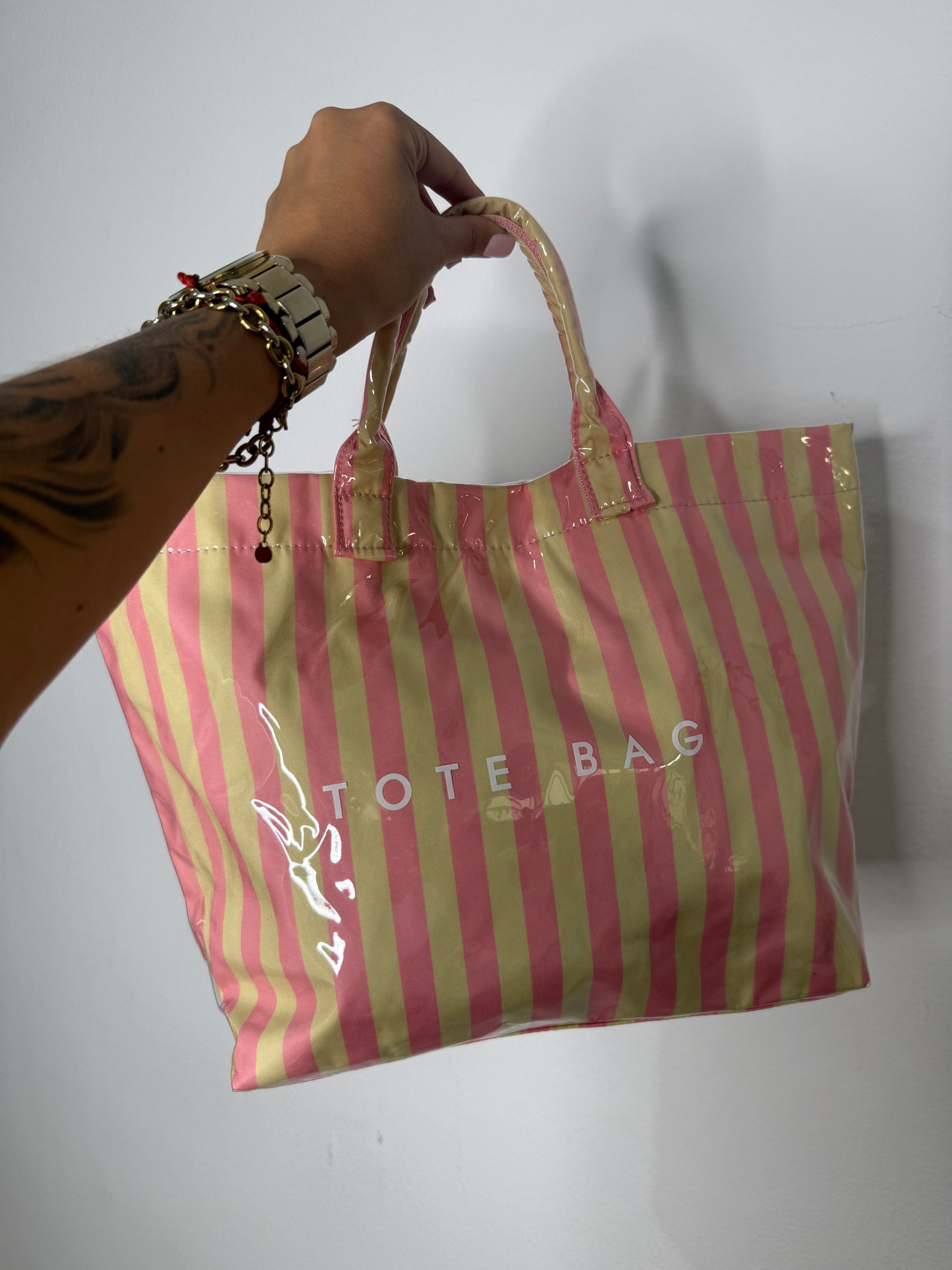 BOLSO PLAYERO TOTE ROSA AMARILLO