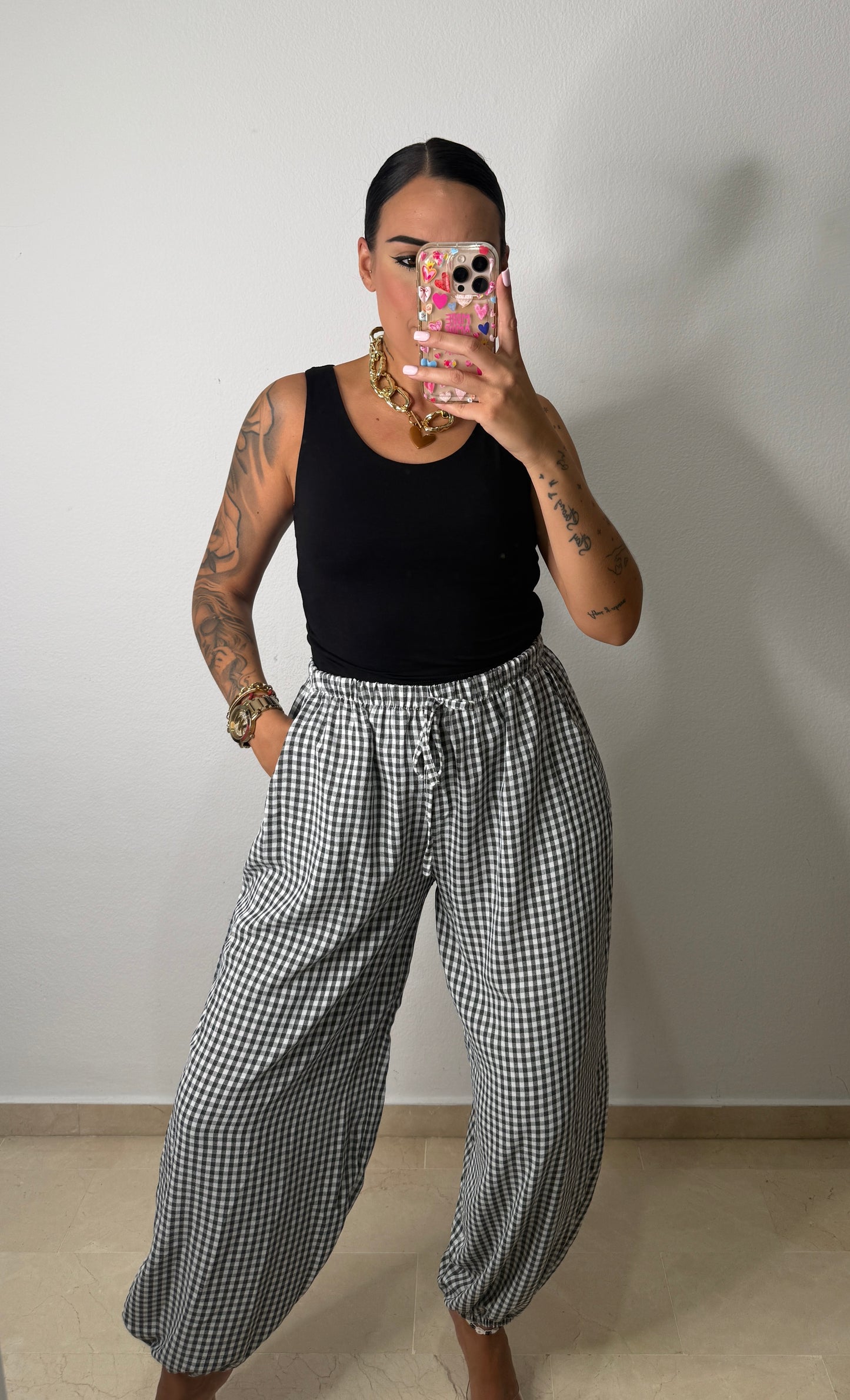 PANTALÓN BOMBACHO VICHY BLACK