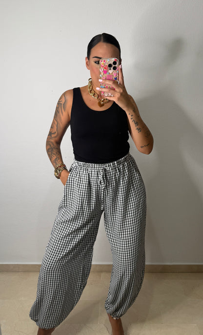 PANTALÓN BOMBACHO VICHY BLACK