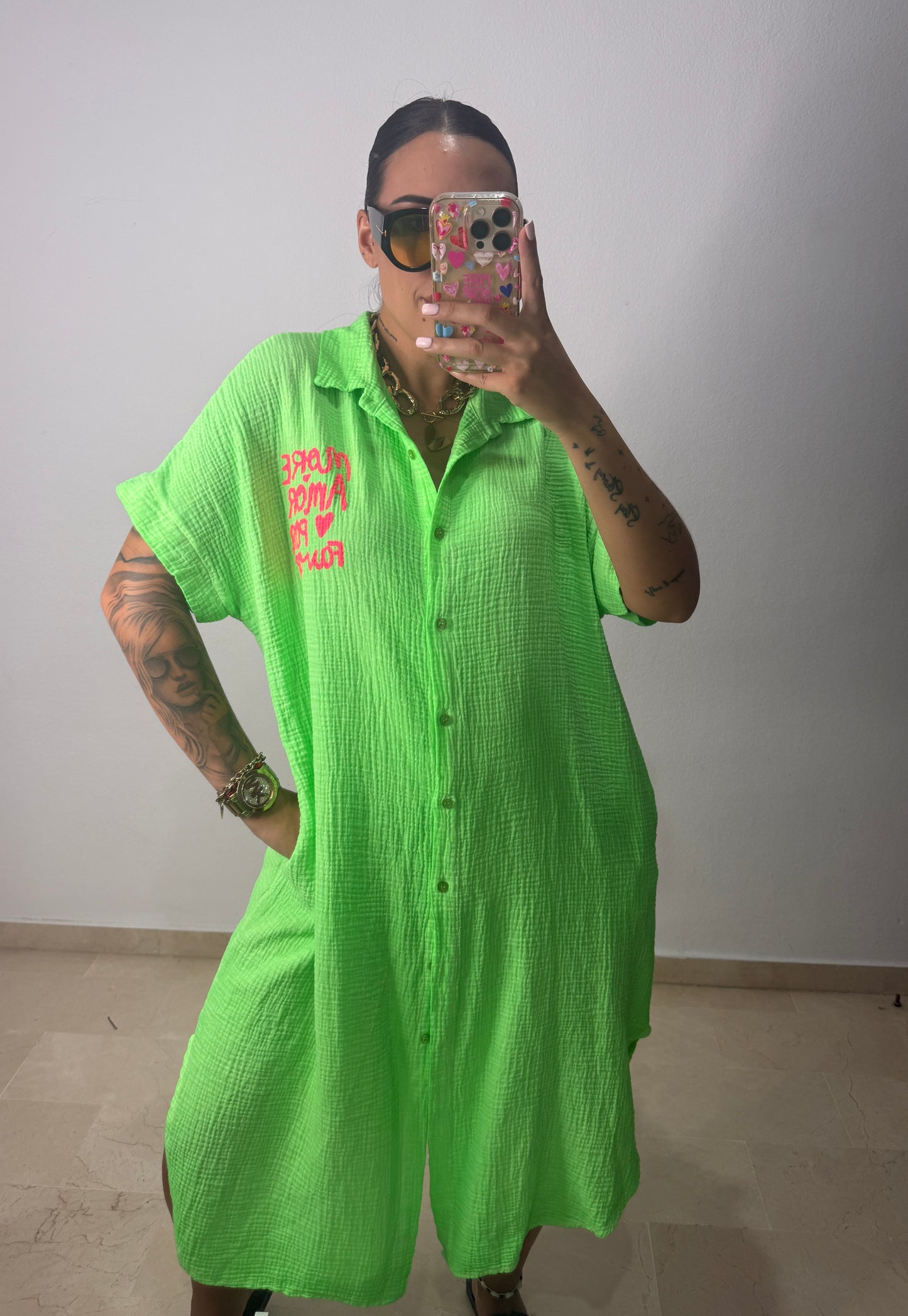 VESTIDO CAMISERO FLÚOR GREEN