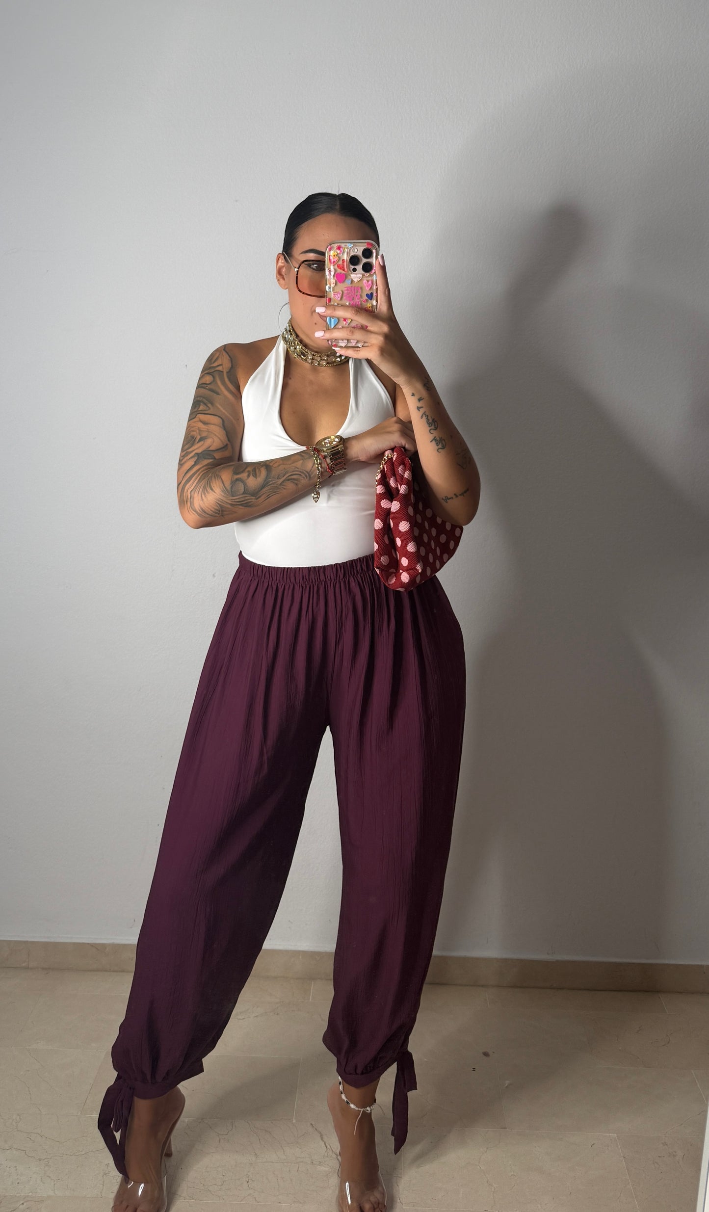 PANTALÓN LAZADA BURDEOS