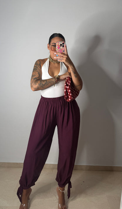 PANTALÓN LAZADA BURDEOS