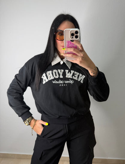 SUDADERA NEWYORK BLACK CUELLO DESMONTABLE