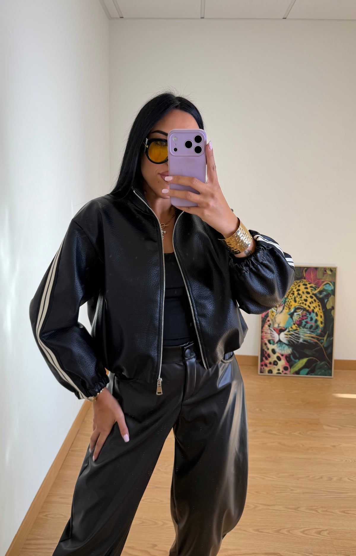CHAQUETA EFECTO PIEL LÍNEAS