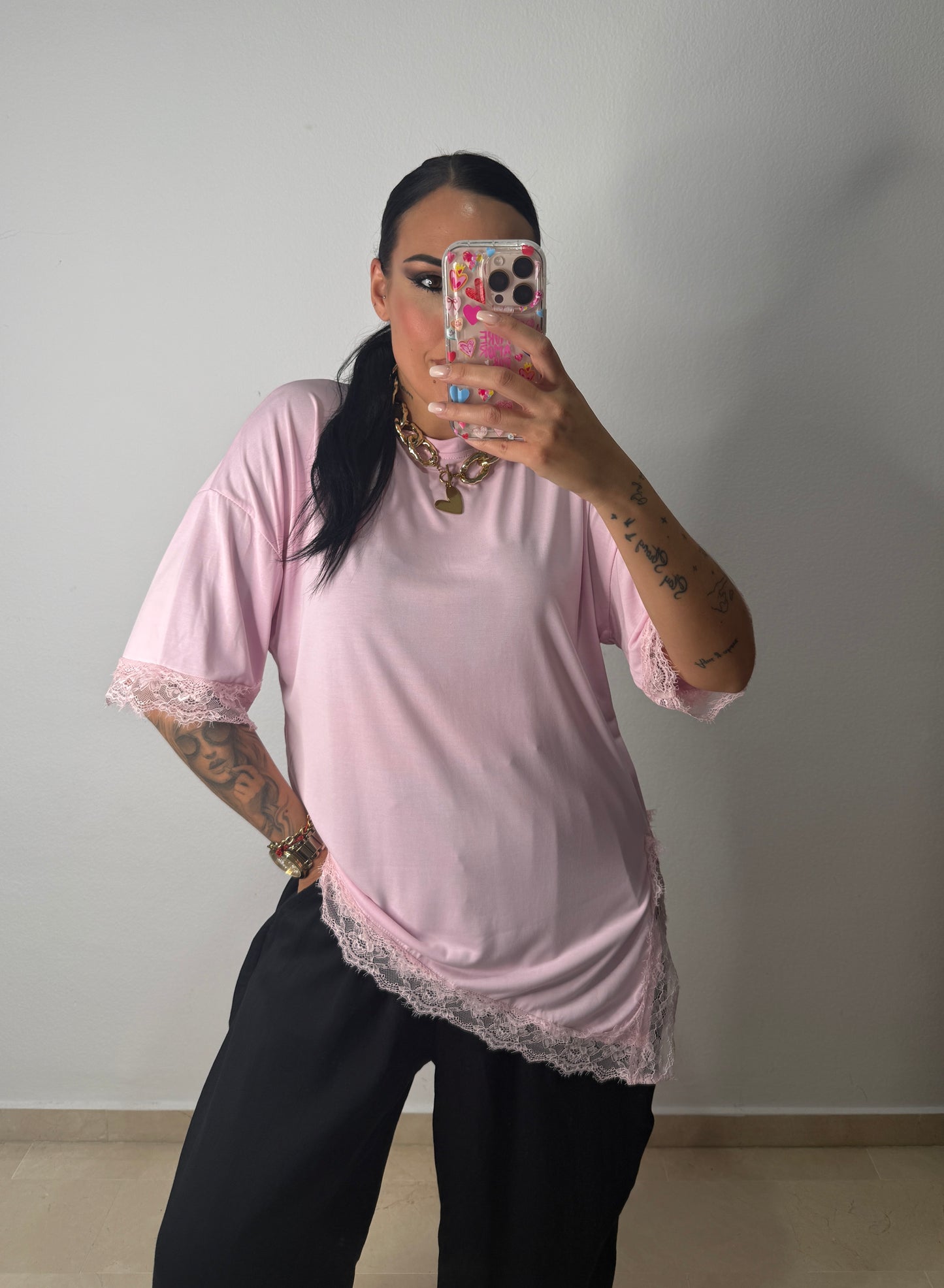 CAMISETA OVER ASIMÉTRICA PINK