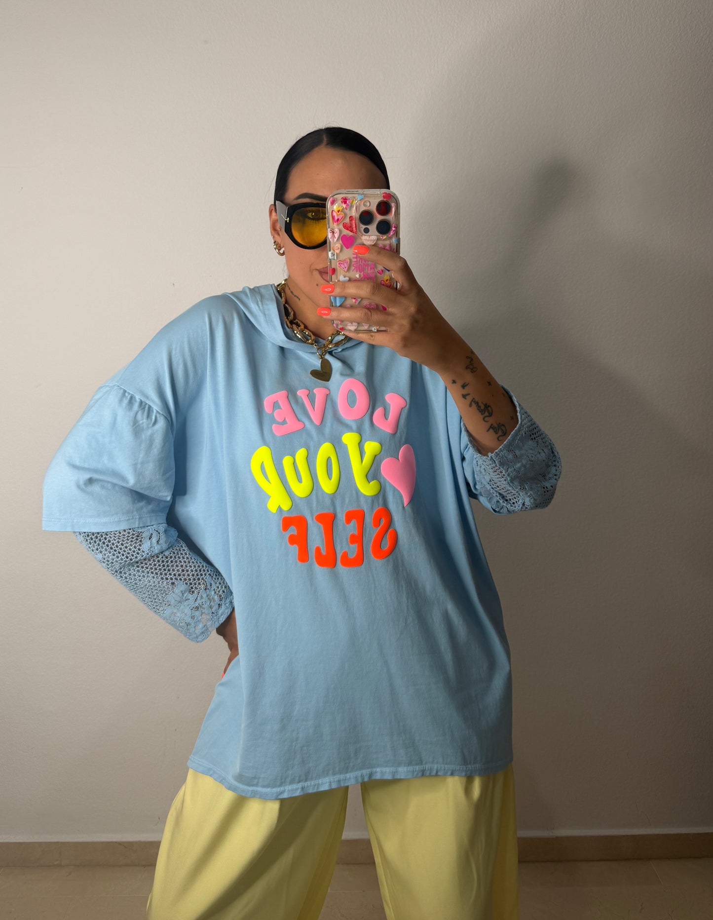 SUDADERA OVER NEON LOVE BLUE