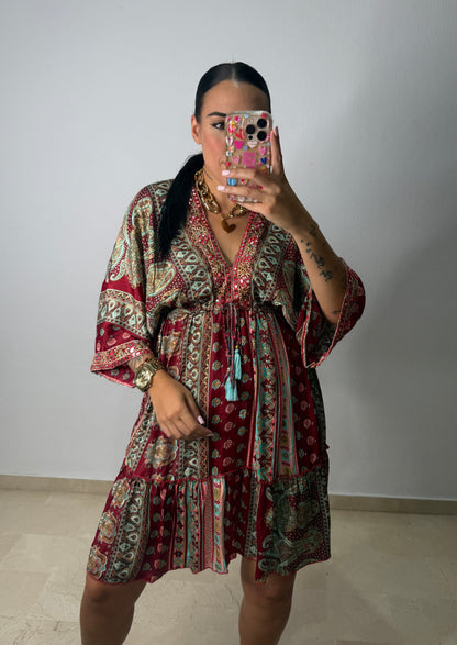 VESTIDO BOHÖ BURDEOS