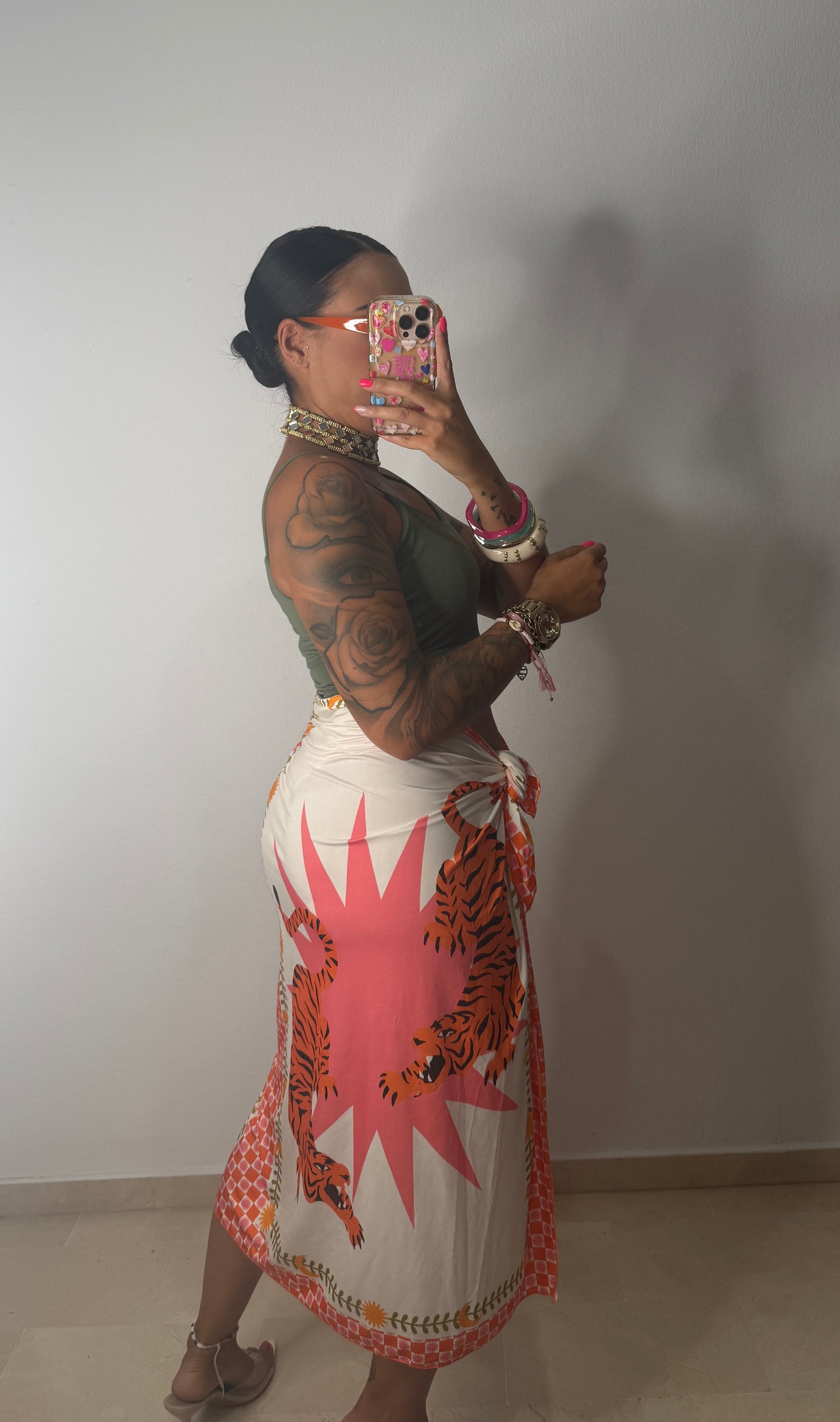 FALDA PAREO MIDI TIGER