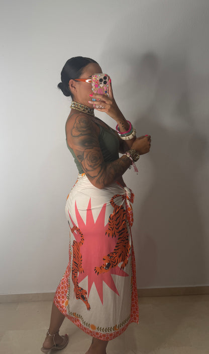 FALDA PAREO MIDI TIGER