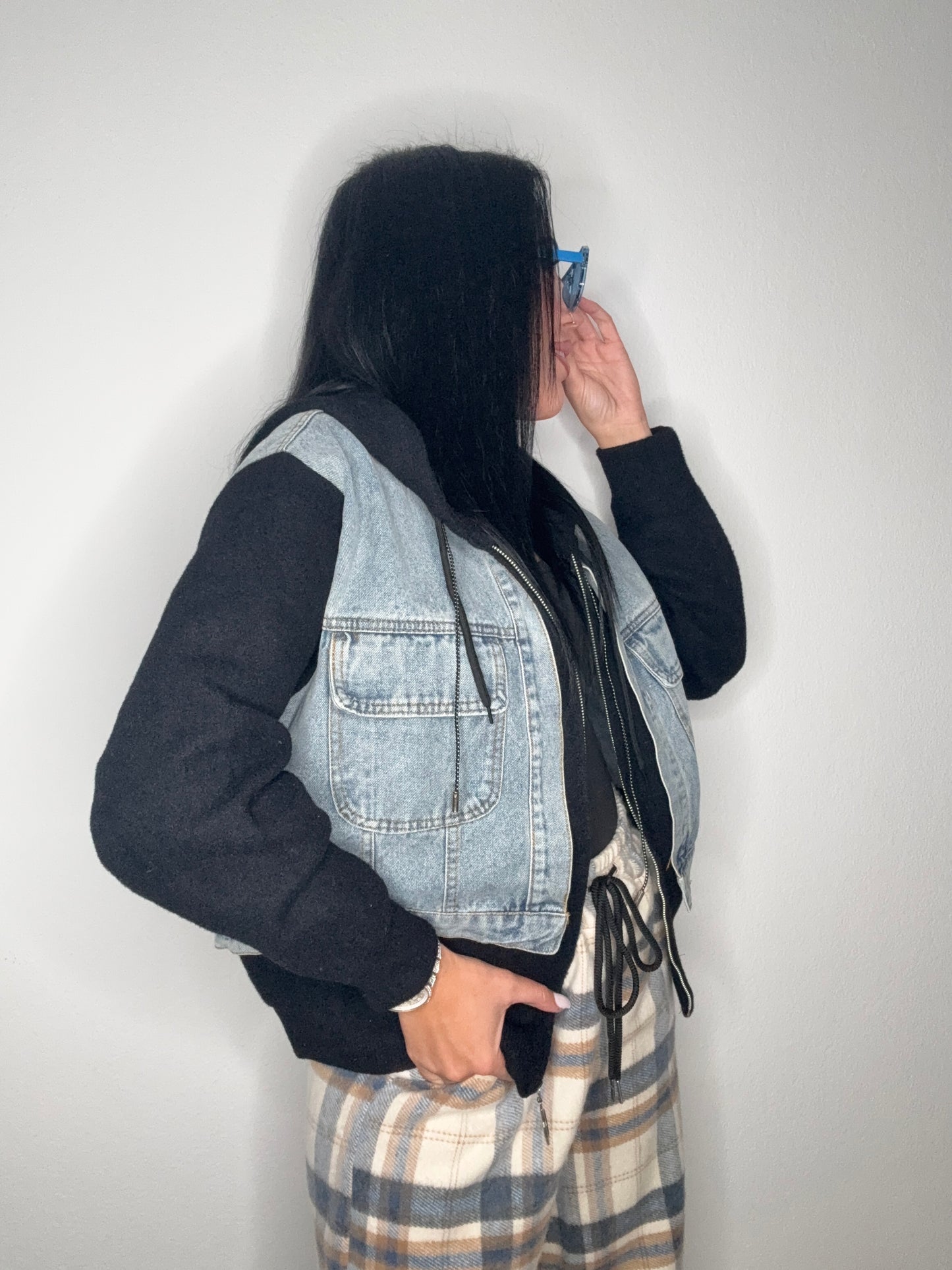 CHAQUETA DENIM COMBI BLACK