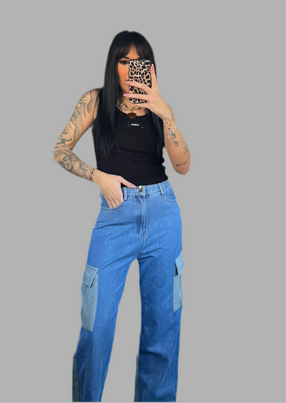 PANTALÓN BAGGY COMBINADO