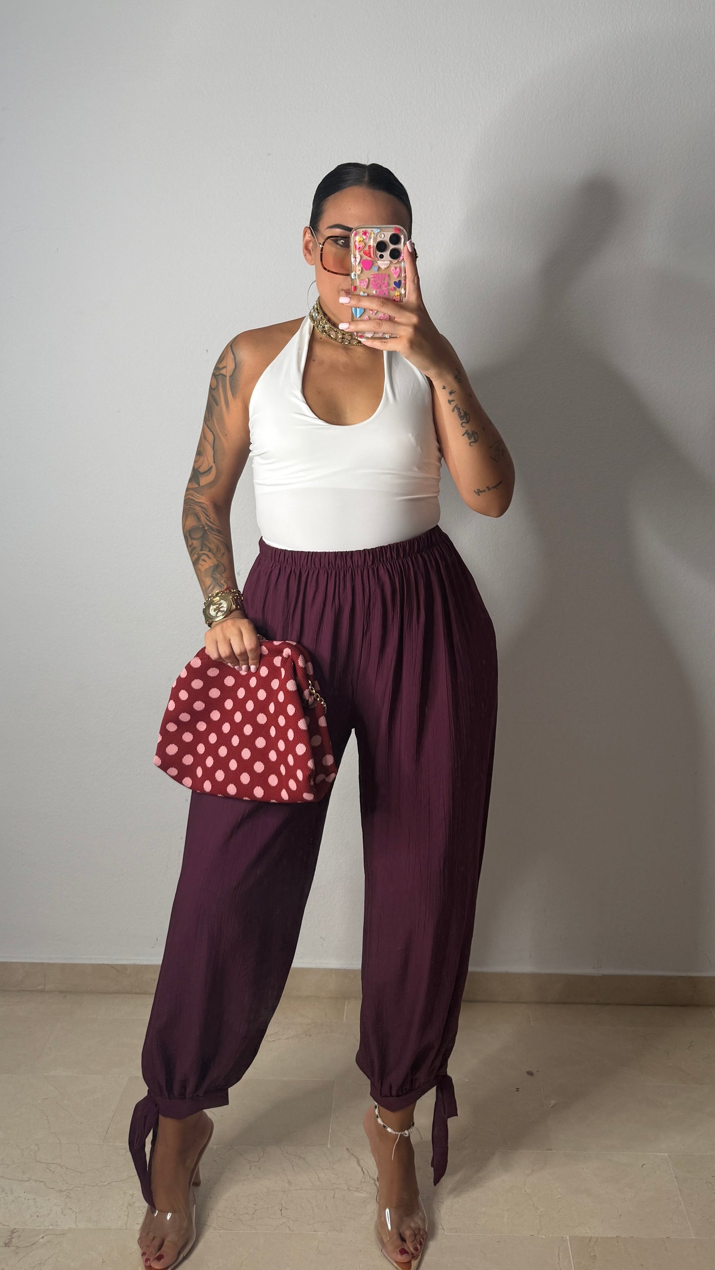 PANTALÓN LAZADA BURDEOS
