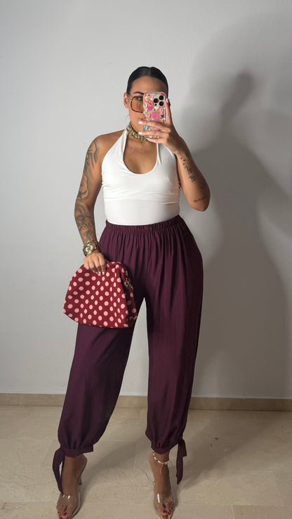 PANTALÓN LAZADA BURDEOS