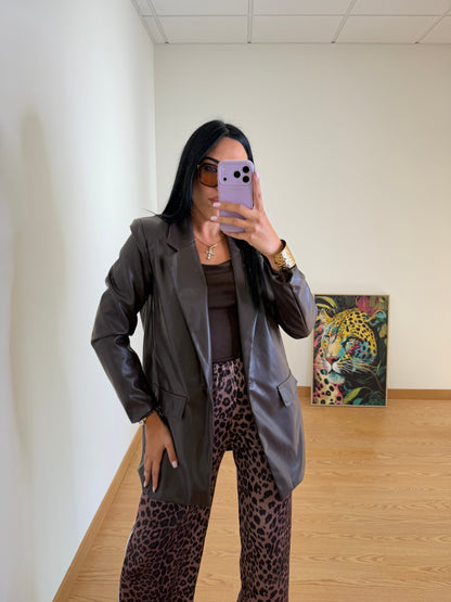 BLAZER EFECTO PIEL CHOCÓ