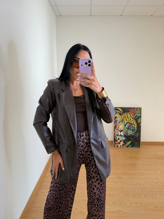 BLAZER EFECTO PIEL CHOCÓ