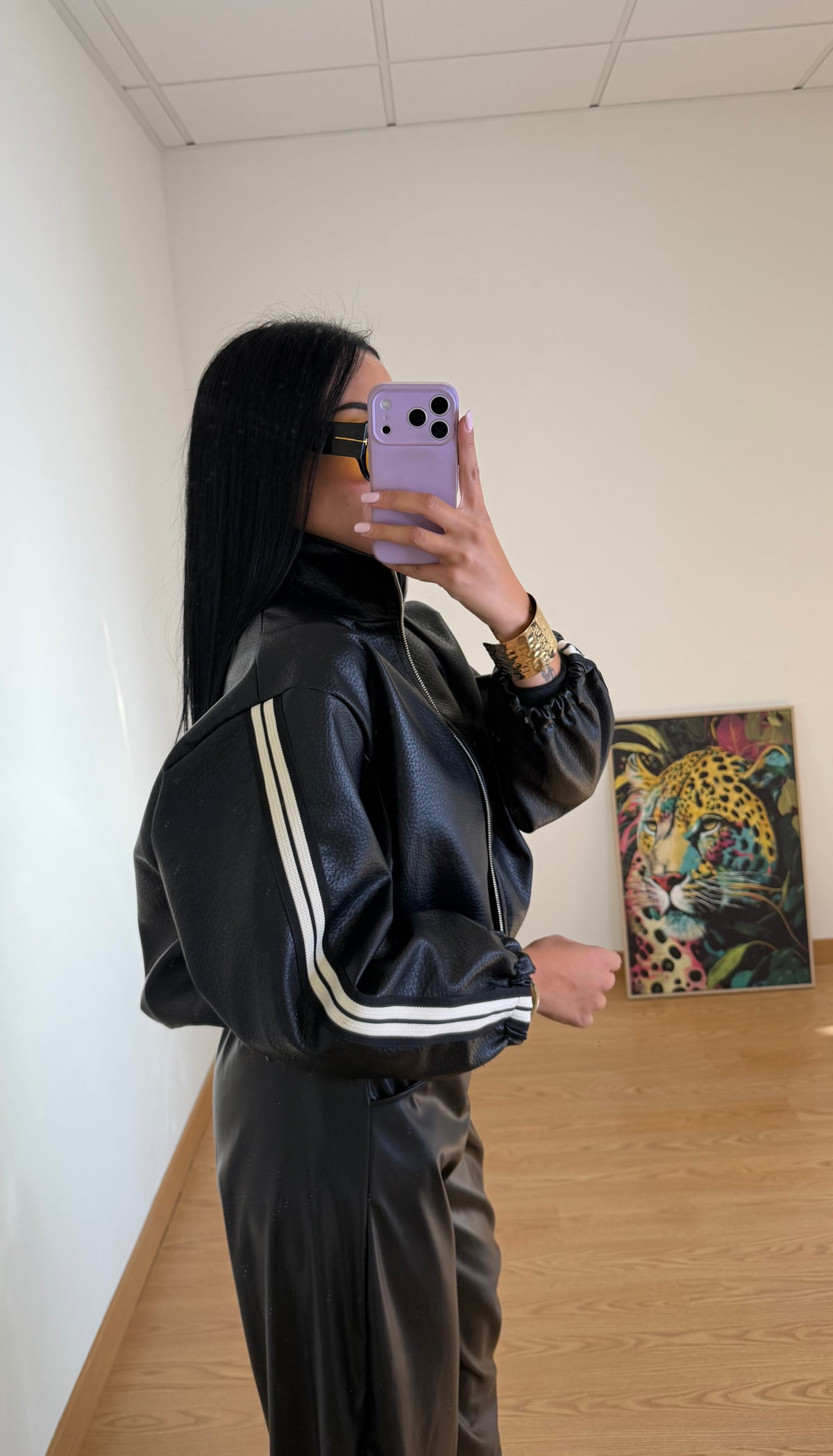 CHAQUETA EFECTO PIEL LÍNEAS