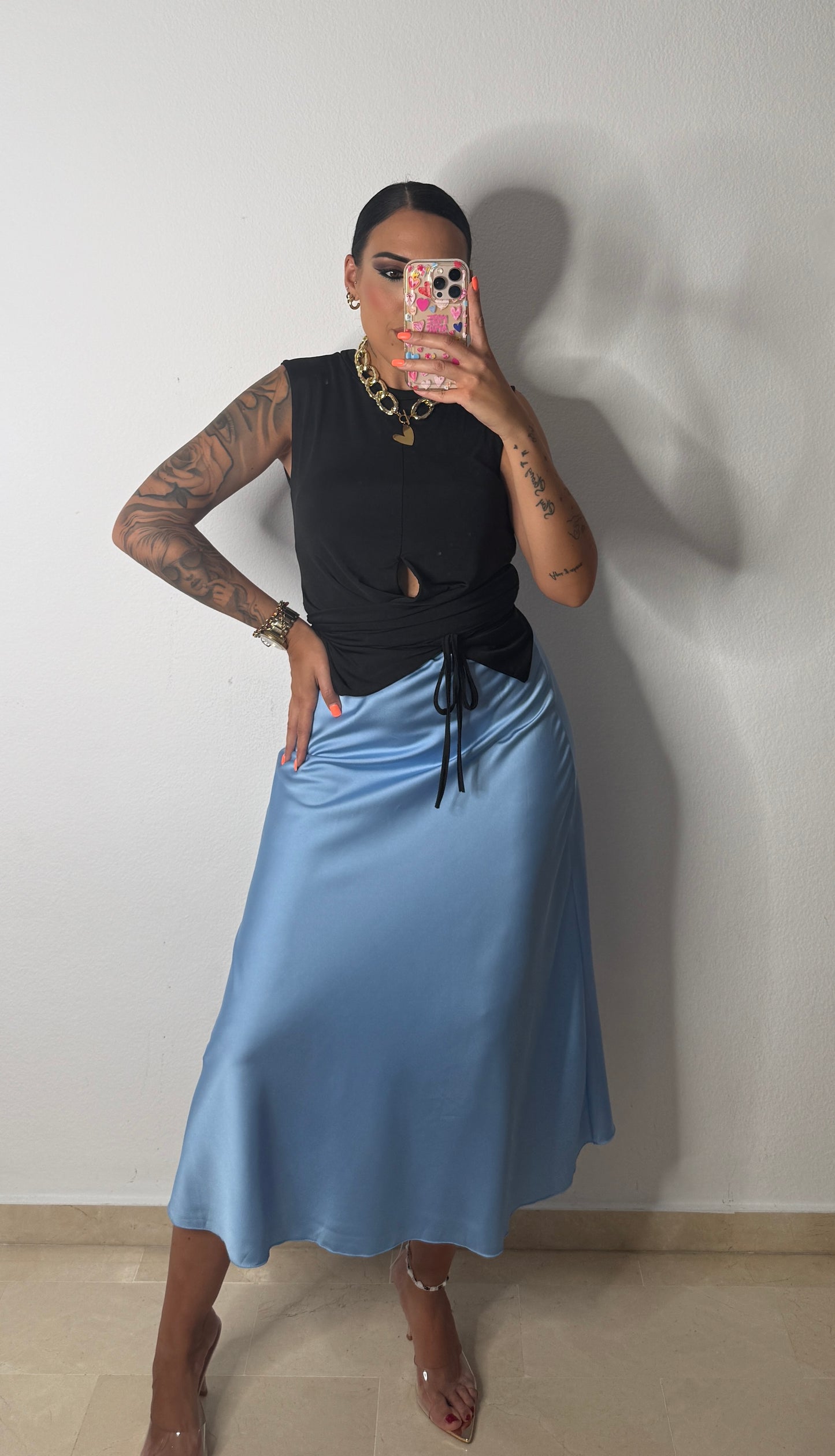 FALDA SATÉN BLUE