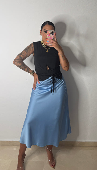 FALDA SATÉN BLUE