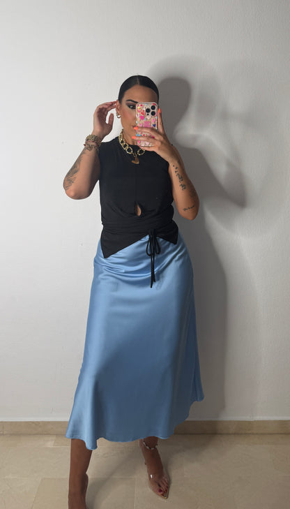 FALDA SATÉN BLUE