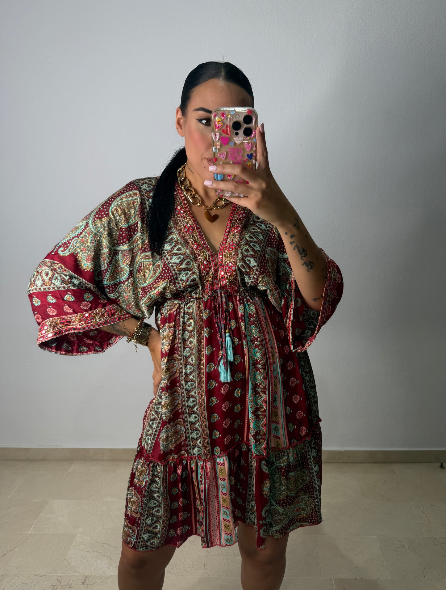 VESTIDO BOHÖ BURDEOS