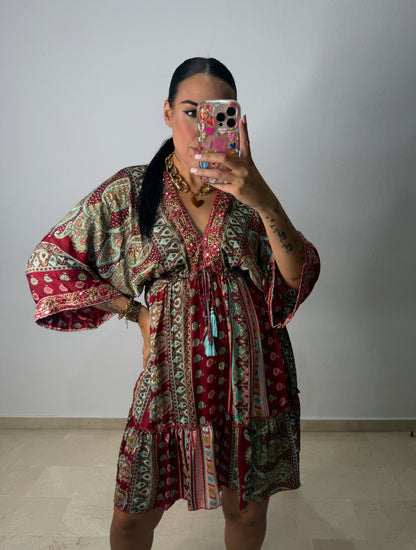 VESTIDO BOHÖ BURDEOS
