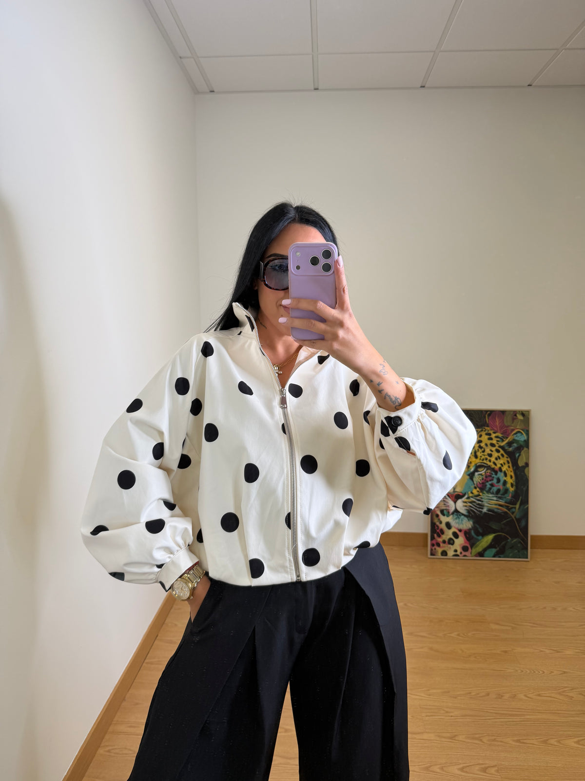 BOMBER POLKA DOT WHITE