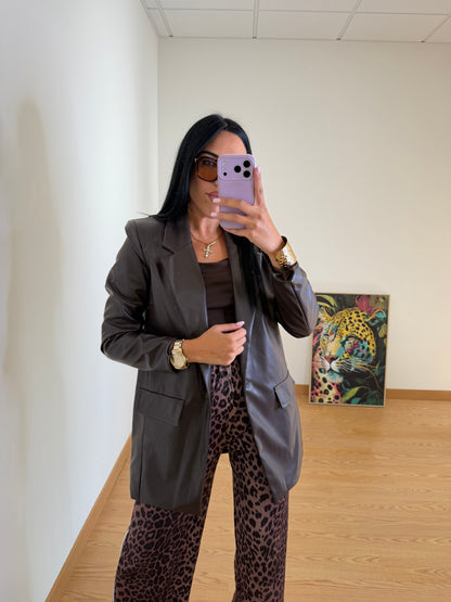 BLAZER EFECTO PIEL CHOCÓ