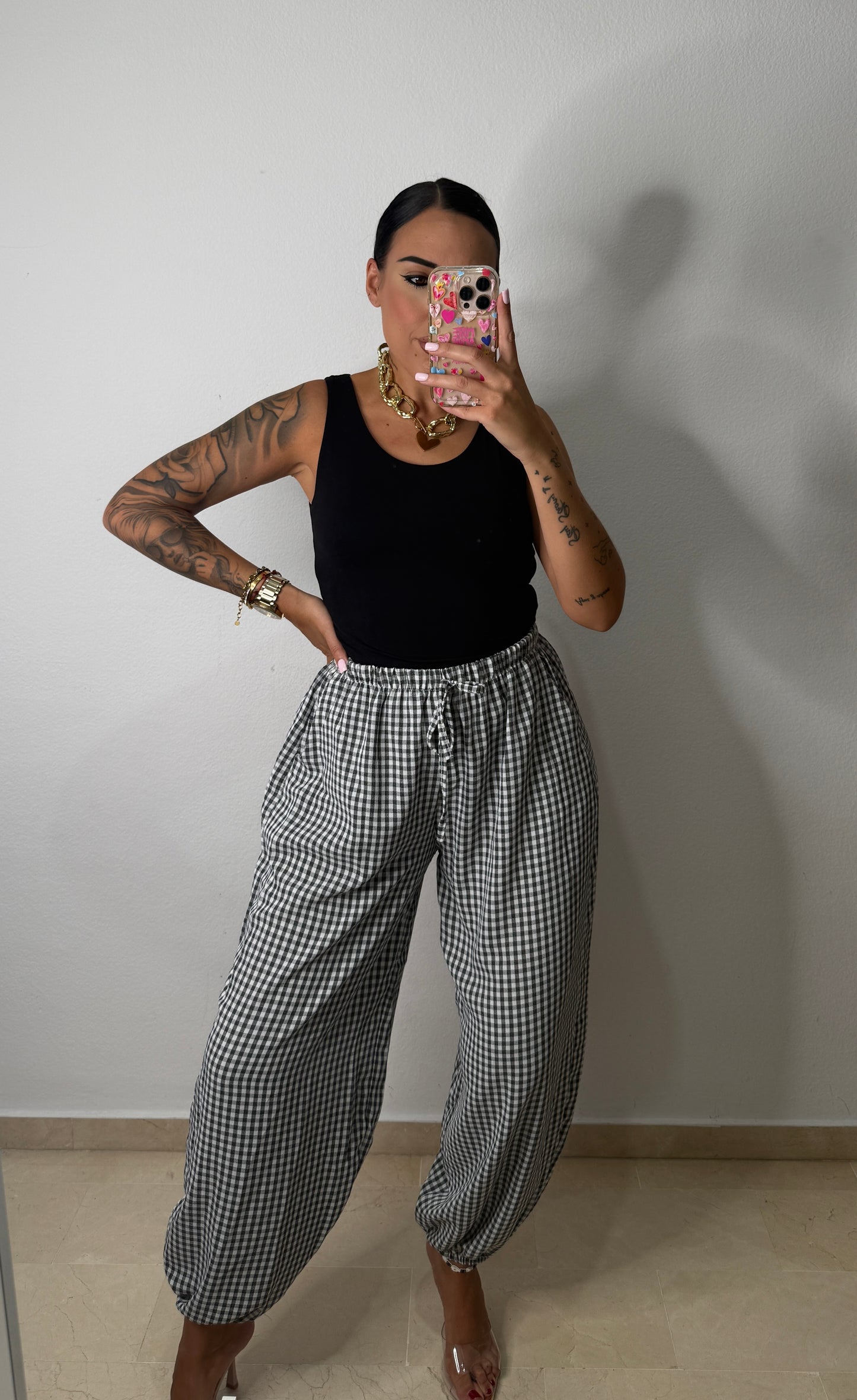 PANTALÓN BOMBACHO VICHY BLACK