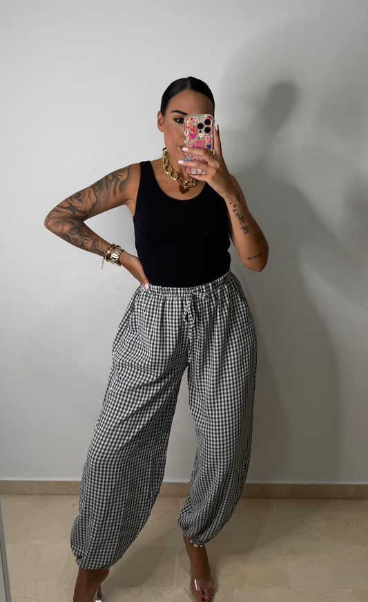 PANTALÓN BOMBACHO VICHY BLACK