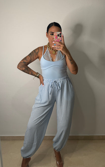 PANTALÓN BOMBACHO VICHY BLUE