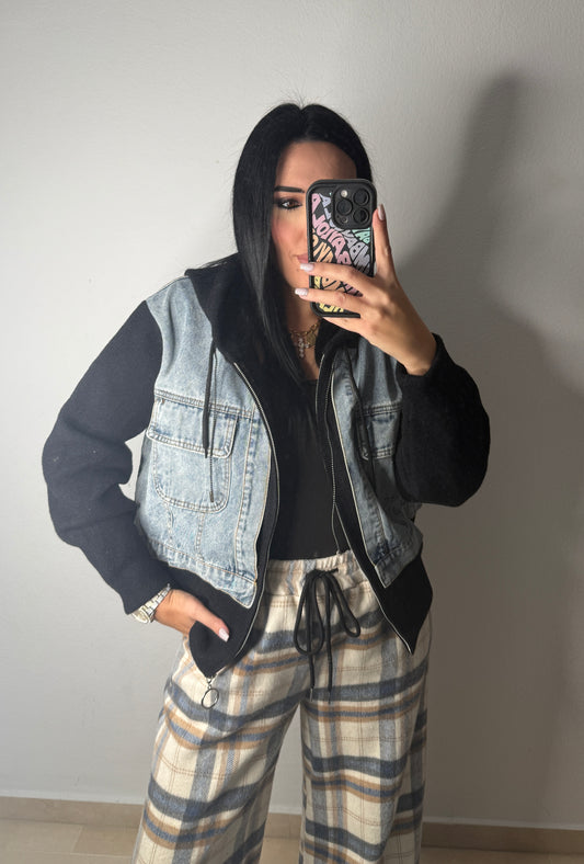 CHAQUETA DENIM COMBI BLACK