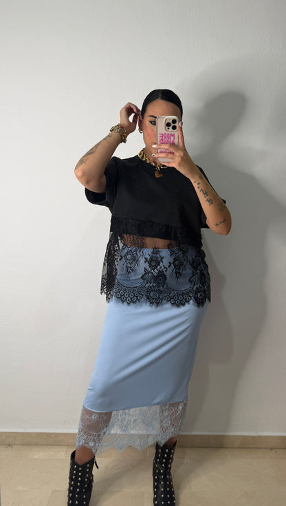 FALDA DETAIL ENCAJE BLUE