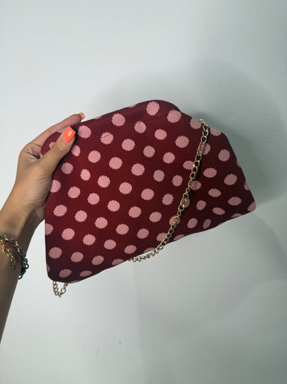 CLUTCH POLKA DOT BURDEOS
