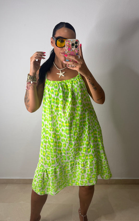 VESTIDO FLÚOR LEO GREEN