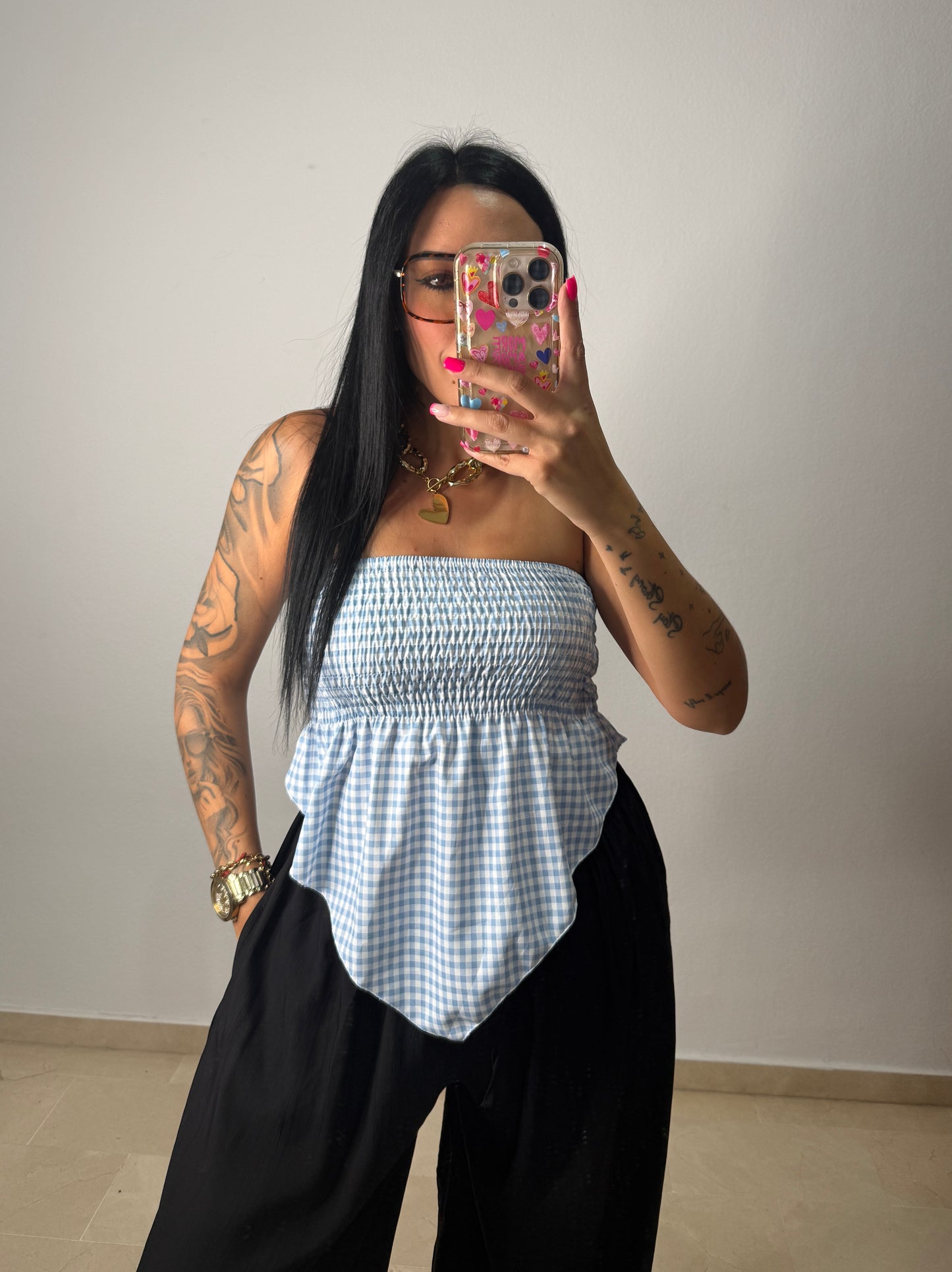 TOP VICHY BLUE