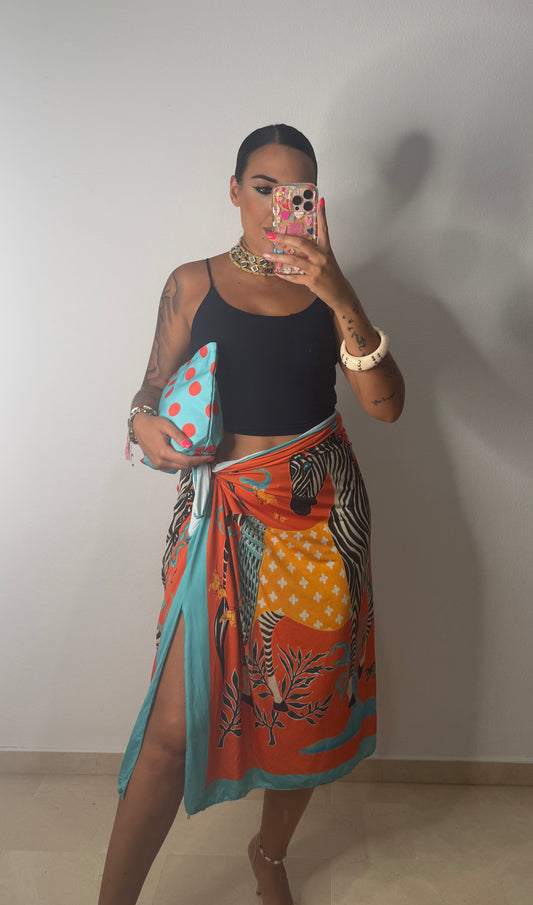 FALDA PAREO MIDI ZEBRA