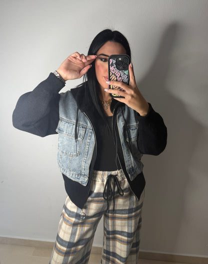 CHAQUETA DENIM COMBI BLACK