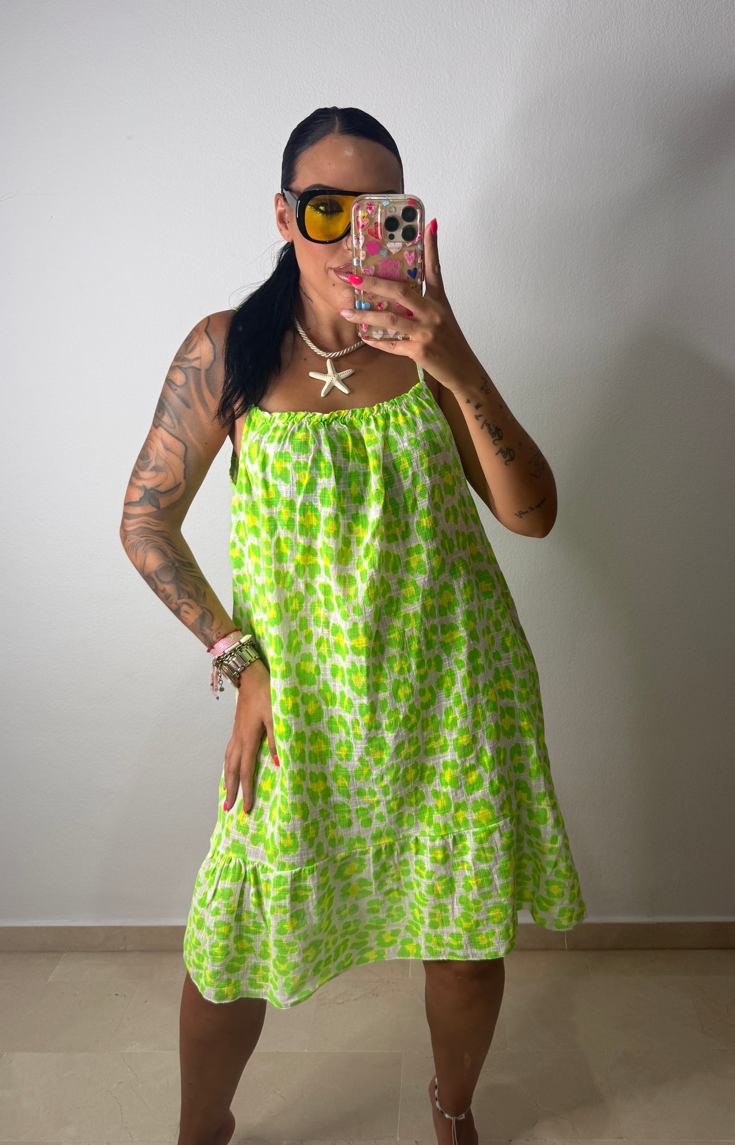 VESTIDO FLÚOR LEO GREEN