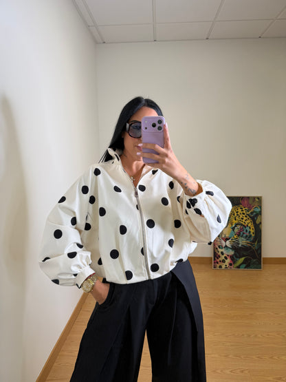 BOMBER POLKA DOT WHITE