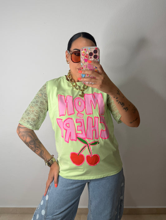 CAMISETA NEON CHERRY GREEN