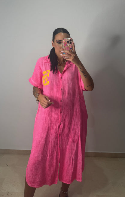 VESTIDO CAMISERO FLÚOR PINK